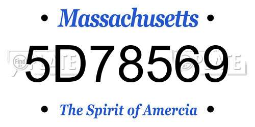 5D78569 Massachusetts License Plate