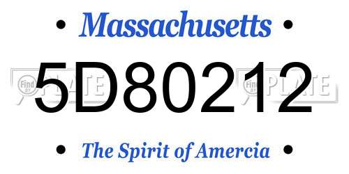 5D80212 Massachusetts License Plate
