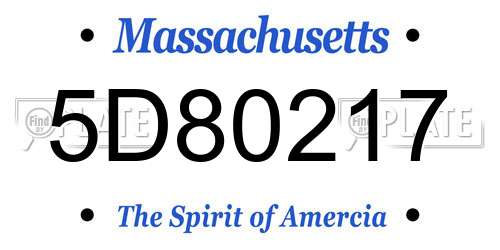 5D80217 Massachusetts License Plate