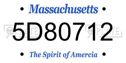 5D80712 Massachusetts License Plate