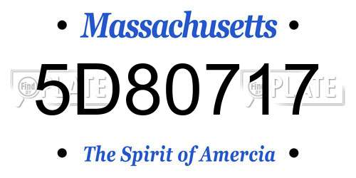 5D80717 Massachusetts License Plate