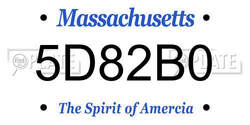 5D82B0 Massachusetts License Plate