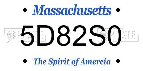 5D82S0 Massachusetts License Plate