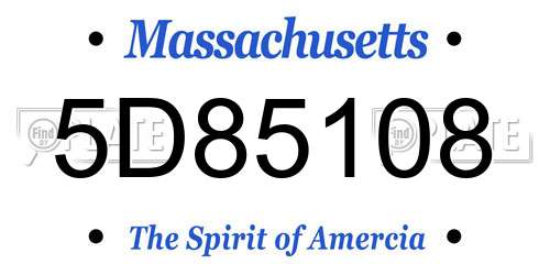 5D85108 Massachusetts License Plate