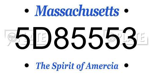 5D85553 Massachusetts License Plate