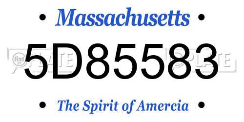 5D85583 Massachusetts License Plate