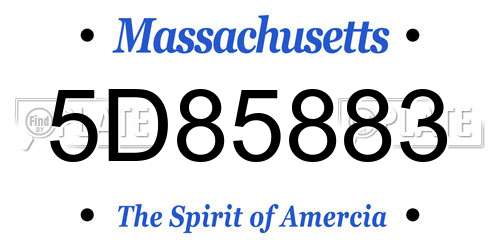 5D85883 Massachusetts License Plate