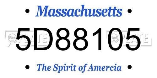 5D88105 Massachusetts License Plate
