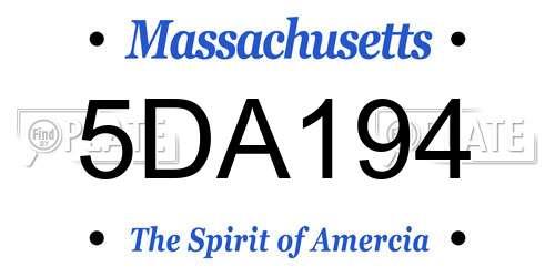 5DA194 Massachusetts License Plate