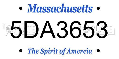 5DA3653 Massachusetts License Plate