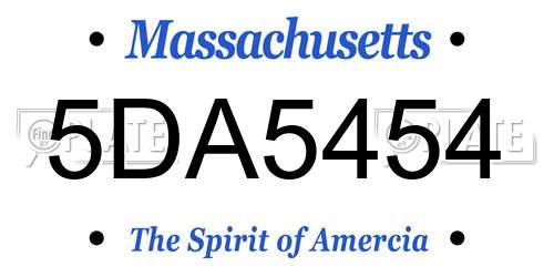 5DA5454 Massachusetts License Plate