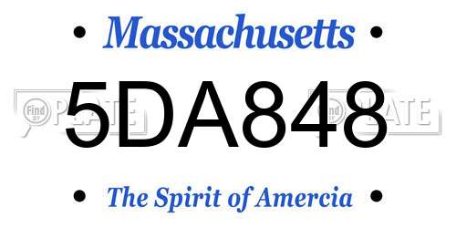 5DA848 Massachusetts License Plate