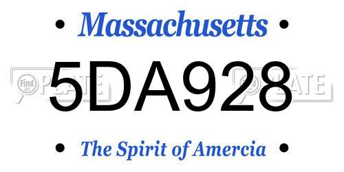 5DA928 Massachusetts License Plate