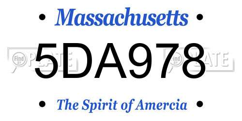 5DA978 Massachusetts License Plate