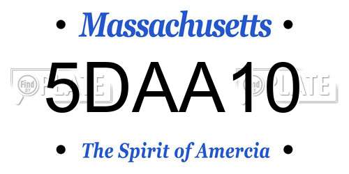 5DAA10 Massachusetts License Plate