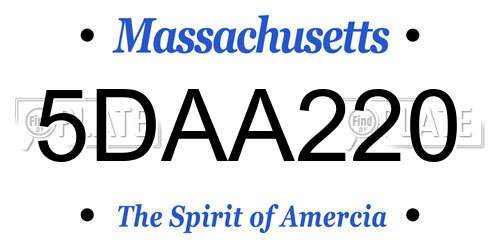 5DAA220 Massachusetts License Plate