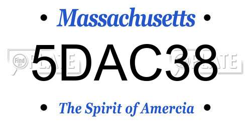 5DAC38 Massachusetts License Plate