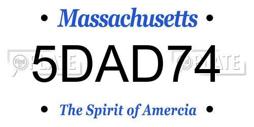 5DAD74 Massachusetts License Plate