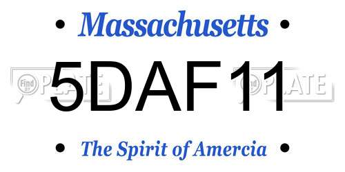 5DAF11 Massachusetts License Plate