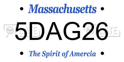 5DAG26 Massachusetts License Plate