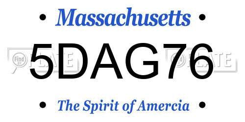 5DAG76 Massachusetts License Plate