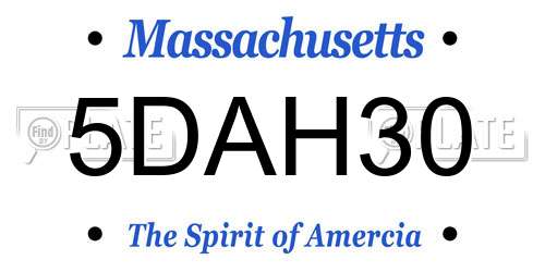 5DAH30 Massachusetts License Plate