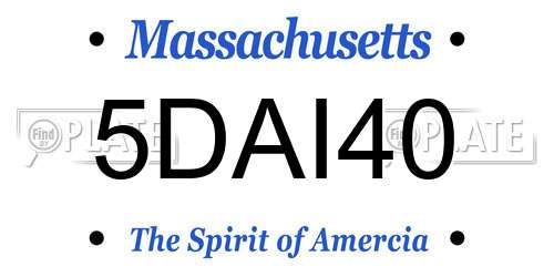 5DAI40 Massachusetts License Plate