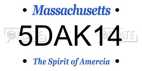 5DAK14 Massachusetts License Plate