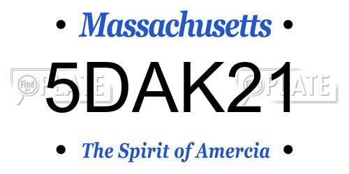 5DAK21 Massachusetts License Plate