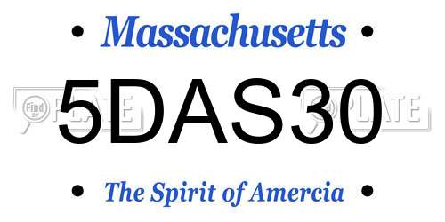 5DAS30 Massachusetts License Plate