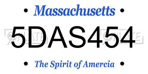 5DAS454 Massachusetts License Plate