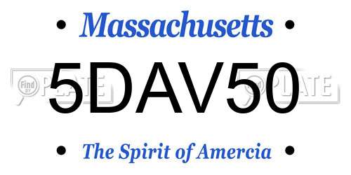 5DAV50 Massachusetts License Plate