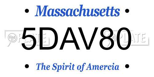 5DAV80 Massachusetts License Plate