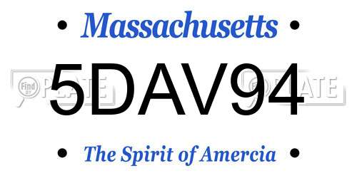 5DAV94 Massachusetts License Plate