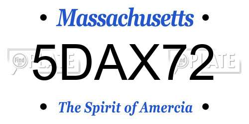 5DAX72 Massachusetts License Plate