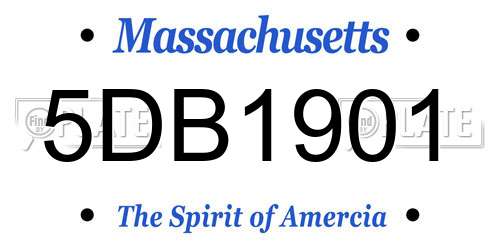 5DB1901 Massachusetts License Plate