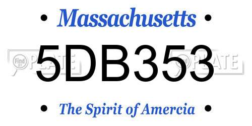 5DB353 Massachusetts License Plate