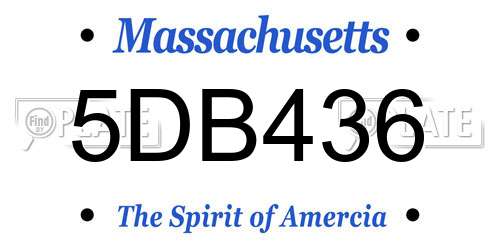 5DB436 Massachusetts License Plate