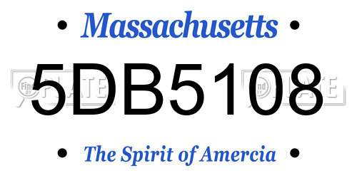 5DB5108 Massachusetts License Plate