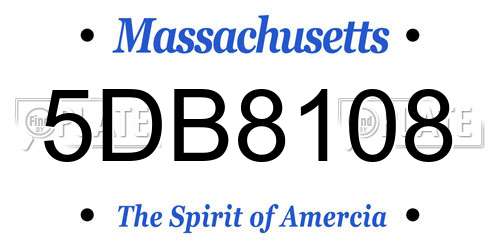 5DB8108 Massachusetts License Plate
