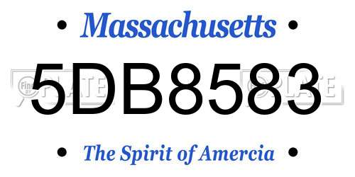 5DB8583 Massachusetts License Plate