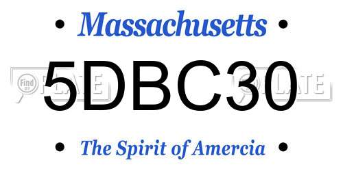 5DBC30 Massachusetts License Plate