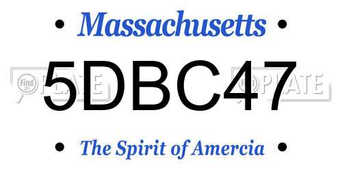 5DBC47 Massachusetts License Plate