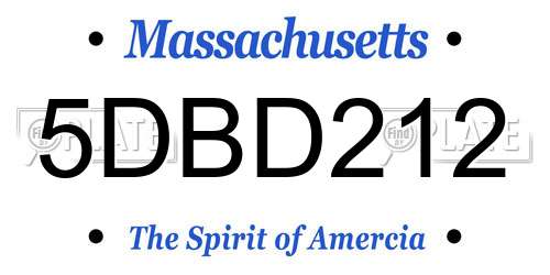 5DBD212 Massachusetts License Plate