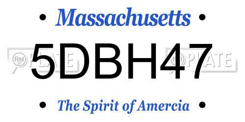 5DBH47 Massachusetts License Plate
