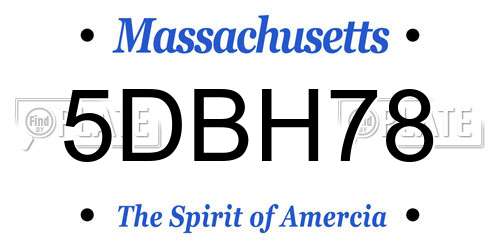 5DBH78 Massachusetts License Plate