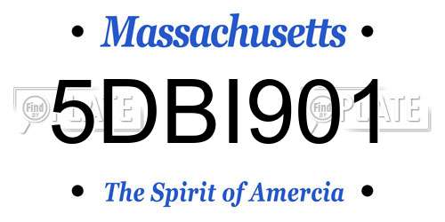 5DBI901 Massachusetts License Plate