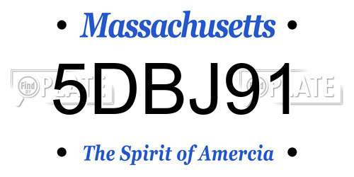5DBJ91 Massachusetts License Plate