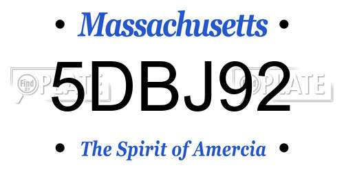 5DBJ92 Massachusetts License Plate