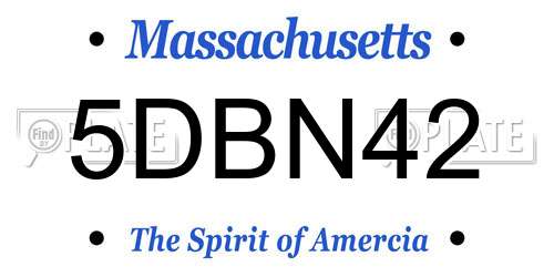 5DBN42 Massachusetts License Plate